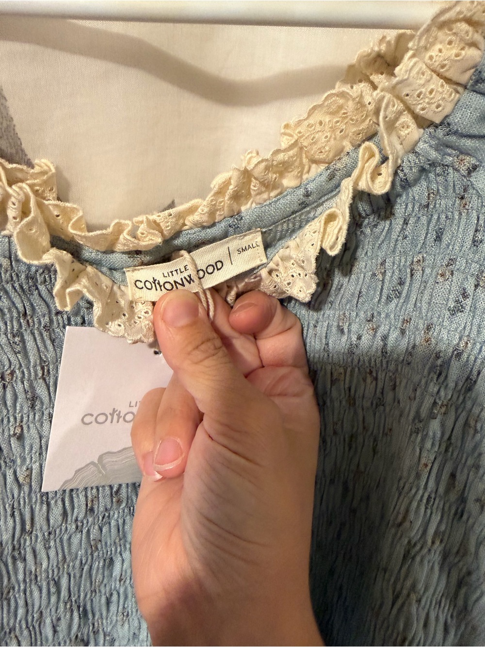 Light Blue Puff-Sleeve Maxi Dress with Ruffle Trim - Picture 5 of 6